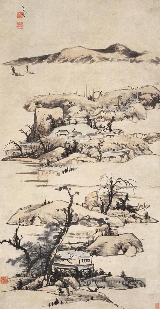 paysage ni Zan style ancienne Chine à l’encre Peintures à l'huile
